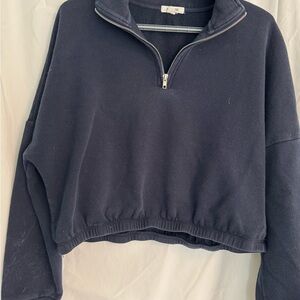 Garage Gray Long Sleeve Cropped Polo Sweatshirt